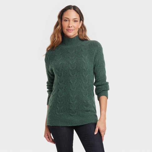 Women's Mock Turtleneck Pullover Sweater - Knox Rose™ Green Xs : Target