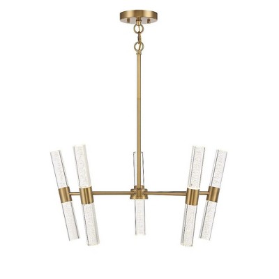 Arlon 10-Light Warm Brass LED Pendant with Bubble Glass
