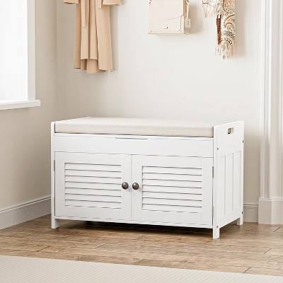 coucheta Modern Fluted Wooden Shoe Cabinet Bench - Compact Entryway Storage Solution (42 Inch)
