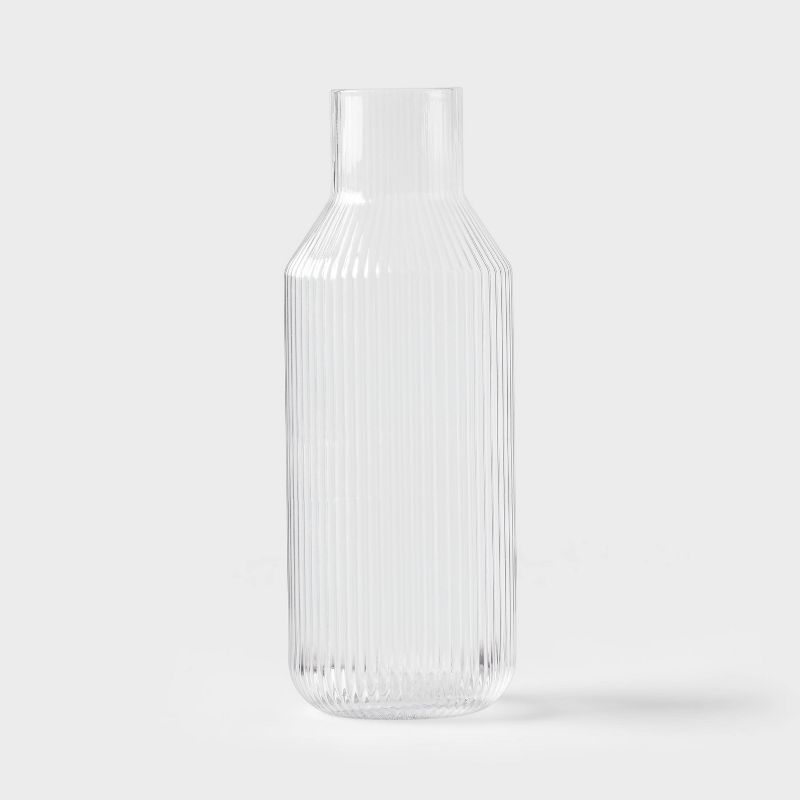 Ribbed Glass Carafe Clear - Threshold&#8482;, 1 of 5