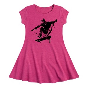 Girls' - Instant Message - Skateboarding Fit & Flair Cap Sleeve Graphic Dress - 1 of 4