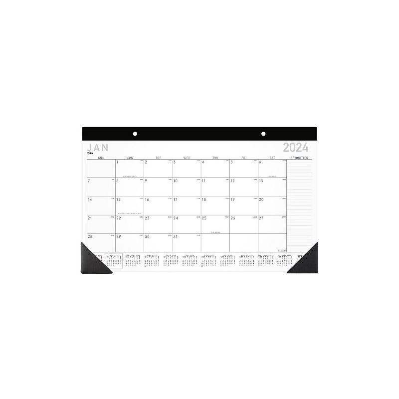 2024 AT-A-GLANCE Contemporary 18" x 11" Monthly Desk Pad Calendar White/Black (SK14X0024), 1 of 8