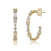 Guili Stunning Sterling Silver C-Hoop Earrings with Clear Cubic Zirconia – Sleek, Sparkling, and Versatile Design in White or Gold - 2 of 3