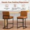 24" Counter Height Bar Stool, Faux Leather Barstool with Back and Metal Frame, Modern Armless Upholstered Bar Chair Stool for Kitchen Island - 2 of 4