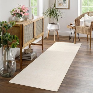 Solid Textured Area Rug, Machine Washable Modern Accent Carpet, Soft Low-Pile Indoor Floor Mat for Bedroom, Kitchen, Office - 1 of 4