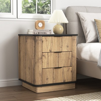 Multi-functional three-drawer MDF nightstand for storing items of different heights, Bedside Cabinet for Bedroom, 19*15.7*17.5in