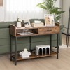 Costway Long Console Couch Side Table withDrawer Metal Frame for Living Room Entryway - 3 of 4