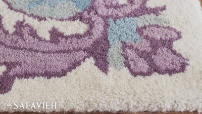 Ivory and Purple Hand Tufted Wool Area Rug