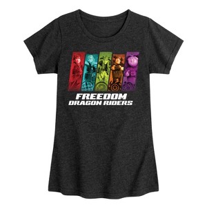 Girls' - How to Train Your Dragon - Freedom Riders Fitted Short Sleeve Graphic T-Shirt - 1 of 4
