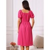 INSPIRE CHIC Women's Eyelet Square Neck Short Puff Sleeve Casual A Line Summer Midi Dress - 4 of 4