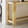 Vynxaria Top and Bottom Double Layer Tempered Glass Console Table and Mirror Finished Stainless Steel Frame - 3 of 4