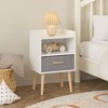 Luupatchy 2-Tier Storage Nightstand With Collapsible Fabric Drawer,White - 3 of 4