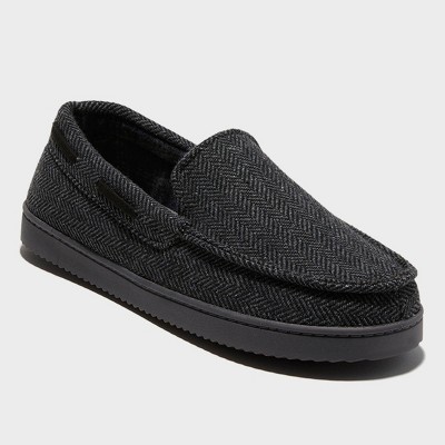 dluxe by dearfoams Men's Herringbone Moc Slippers - Black