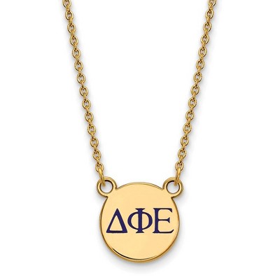 Black Bow Jewelry 14k Yellow Gold Plated Sterling Silver Delta Phi Epsilon Greek Life Necklace 18 Inch