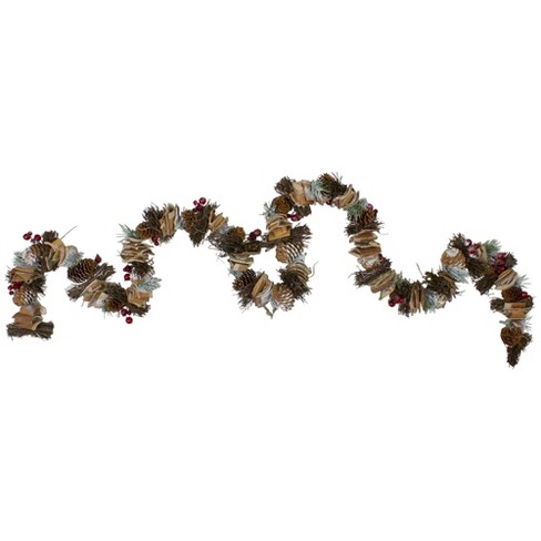 Northlight 4.5' X 5.5 Unlit Snow Dusted Pine Cones, Berries, And Long Pine  Needles Artificial Christmas Garland : Target