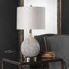 Uttermost Hedera Textured Ivory Table Lamp – 26.5" Gourd Ceramic Base, Burnished Brass Accents, Linen Shade - 2 of 4