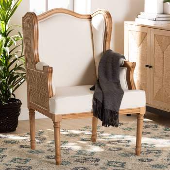 bali & pari Rachana Fabric and Wood Accent Chair Beige/Honey Oak