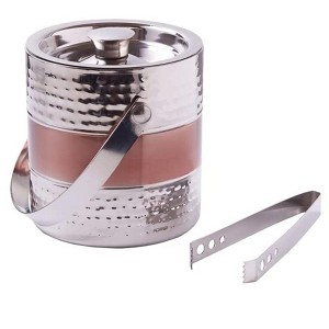 Sol Living 3 Qt. Double Wall Stainless Steel Ice Bucket Includes Tongs and Lid - 1 of 4