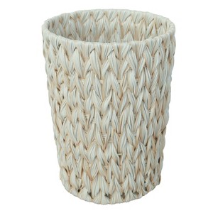 Aoibox Wicker Trash Can, Decorative Boho Waste Basket for Bathroom, Bedroom, Office, Cream White, Handwoven Polypropylene - 1 of 4