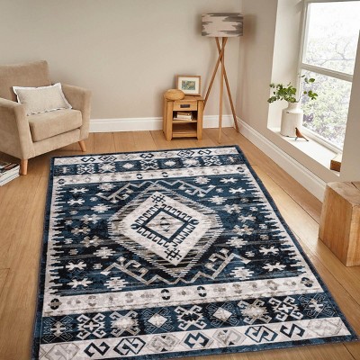 GlasFlength Rug Pads Vintage Bohemia Waterproof Extra Large Area Rugs Non-Slip Rug Pads Washable Rug for Room, Black, 84"*60"*0.31"
