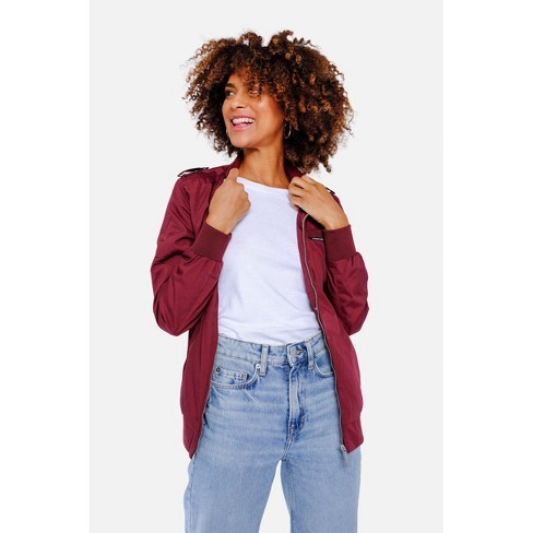 Members Only Women's Original Iconic Racer Jacket (men's Cut) - Medium,  Burgundy : Target