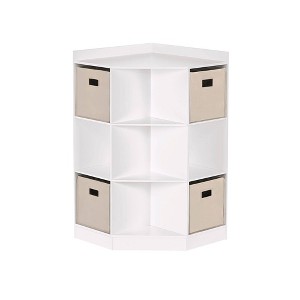 RiverRidge Kids' Corner Playroom Cabinet with 6 Toy Storage Cubbies and 3 Angled Shelves with 4 Fabric Bins - 1 of 4