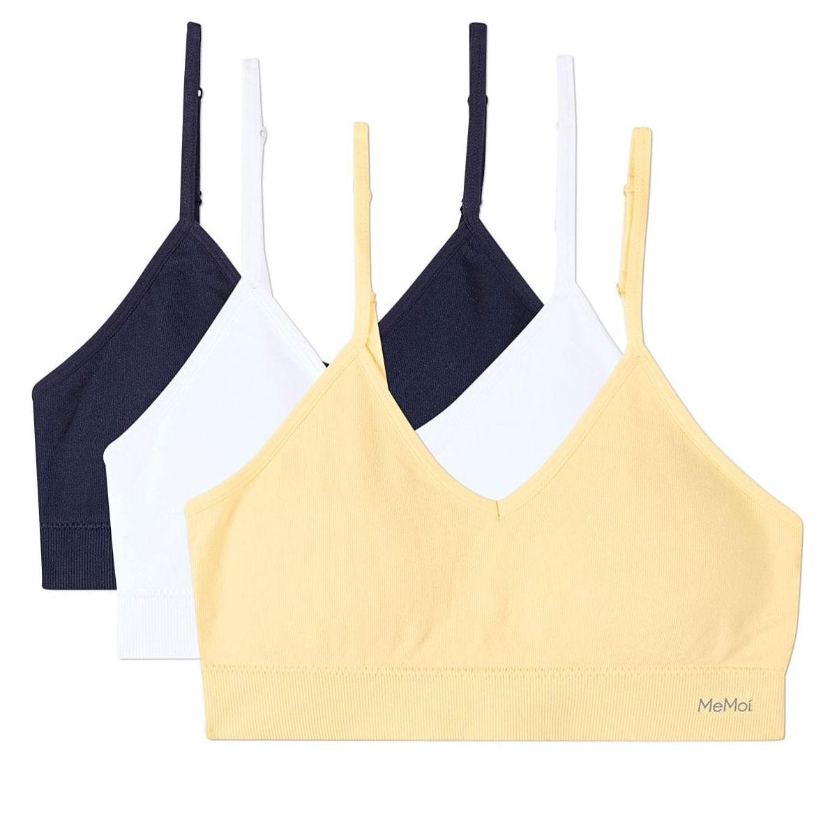 Memoi 3 Pack Women's Seamless Low-Back V-Neck Tag-Free Padded Pullover Bras - thumbnail 8