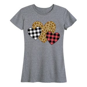Women's - Instant Message - Patterned Hearts Short Sleeve Graphic T-Shirt - 1 of 4