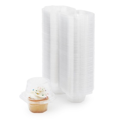 Stockroom Plus 100 Pack Individual Plastic Cupcake Containers, Clear Treat Boxes (4 x 3.5 In)