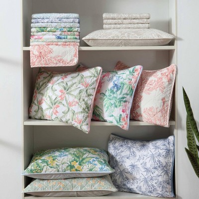 Blue Cotton Twin Reversible Quilt Set with Trim