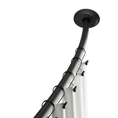 Dual Mount No Rust 50” to 72” Adjustable Curved Shower Curtain Rod, Black