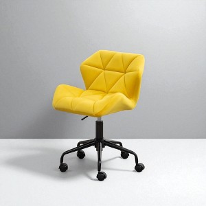 Mshliw Velvet Tufted Swivel Office Chair with Adjustable Height, Dining Chair, Black Metal Base & Casters for Home or Workspace - 1 of 4