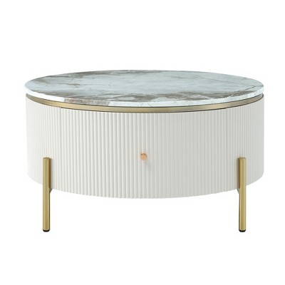NicBex 31.5 Inch Round Coffee Table with 2 Drawers,Modern Center Table for Living Room,Bedroom