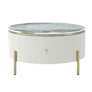 NicBex 31.5 Inch Round Coffee Table with 2 Drawers,Modern Center Table for Living Room,Bedroom - 1 of 4