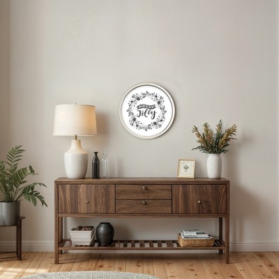 Holly Jolly Wreath 20 x 20 Round White Framed Print