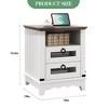Farmhouse Nightstand with Charging Station, 18-Inch Rustic Wood End Table with 2 Drawers and Open Storage Shelf - 3 of 4