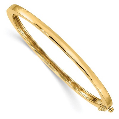 Black Bow Jewelry 3.6mm 14k Yellow Gold Polished Solid Open Back Hinged Bangle Bracelet
