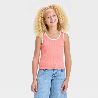 Girls' Scoop Neck Seamless Ringer Tank Top - art class™