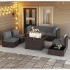 LayinSun 8 Piece Patio Furniture Set with 44" Propane Gas Fire Pit Table, Outdoor Sectional Conversation Set Wicker Rattan Sofa Set - 2 of 4