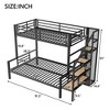 Twin over Full Size Metal Bunk Bed with Storage Staircase and Open Wardrobe-ModernLuxe - 3 of 4