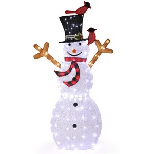 SEVOBAL Snowman Christmas Yard Decorations Snowman and Birds for Xmas Outdoor Holiday Indoor Decor Holiday Displays, White, 34.64"*9.4"*59" - 1 of 4