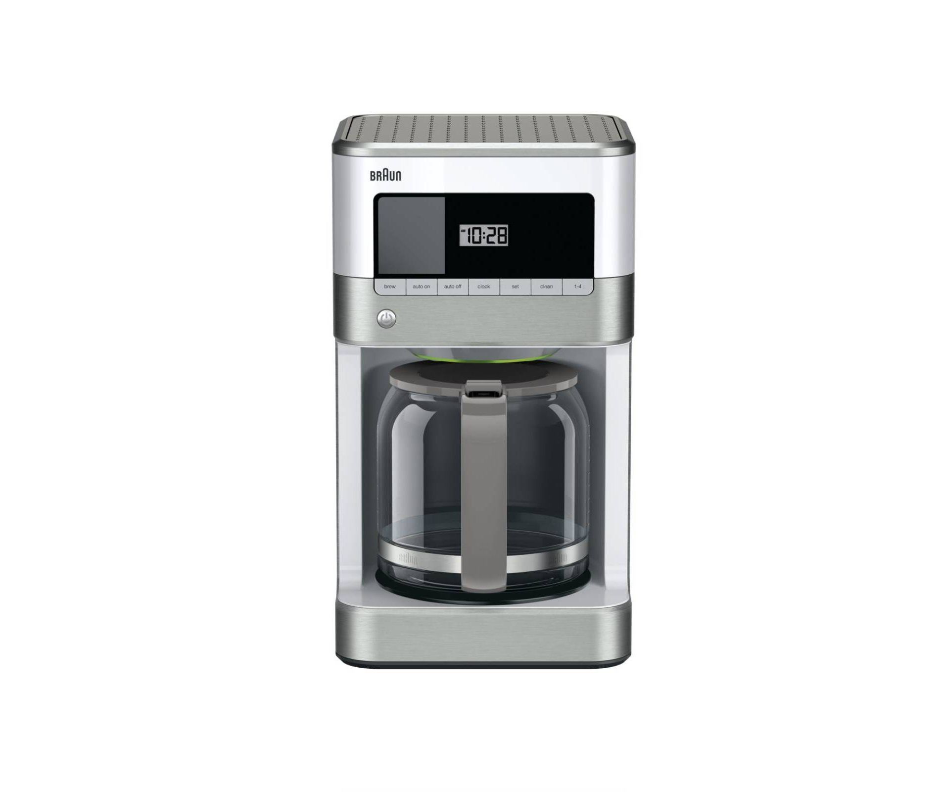 Braun BrewSense 12-cup Drip Coffee Maker - KF6050WH - Stainless Steel/White: Automatic Shut-Off, Glass Carafe, 1000W