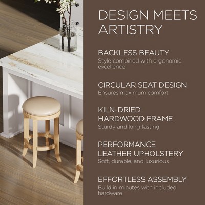 Weathered Oak Swivel Counter Stool with Vegan Leather Seat