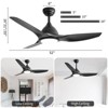 Black Ceiling Fans with Lights 52 Inch Ceiling Fan with Light and Remote 6 Speed Quiet Noiseless 3 CCT, Reversible for Bedroom Living Room - 2 of 4