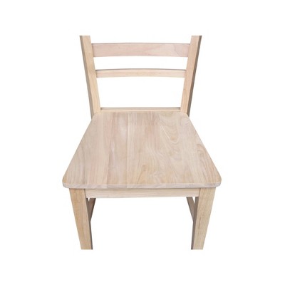 Eco-Friendly Solid Parawood Ladderback Dining Side Chairs, Set of 2
