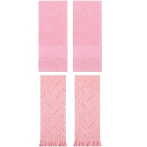 REGALWOVEN 4 Pcs Bathroom Decorative Cotton Soft Absorbent Sold Striped Hand Towel - 1 of 4