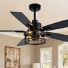 Bella Depot 52" Black Industrial Caged Ceiling Fan with Light and Remote for Living Room - 2 of 4