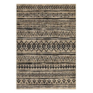 Indoor Farmhouse Bedroom Living Room Rugs Soft Low Pile Carpet with Geometric Pattern - 1 of 4