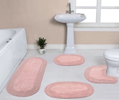 Double Ruffle Collection Cotton Ruffle Pattern Tufted Set of 4 Bath Rug Set - Home Weavers