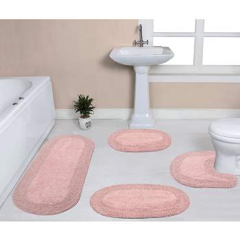 Double Ruffle Collection Cotton Ruffle Pattern Tufted Set of 4 Bath Rug Set - Home Weavers